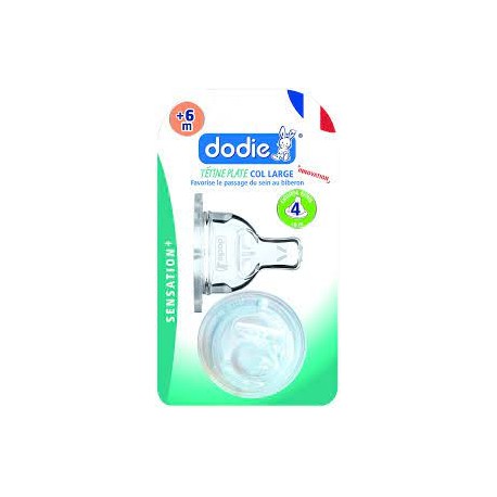 DODIE TETINE PLATE SENS+ ANTI COLIQUE D4 +6M LIQUIDE EPAIS X2