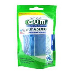 GUM Easy Flossers Mentholé Ciré / 20   (Cure dent + Fil Prêt à l'emploi)